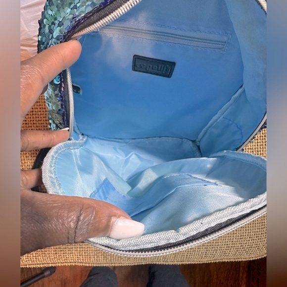 Girls Blue Sequence Backpack Bag - Picture 3 of 4